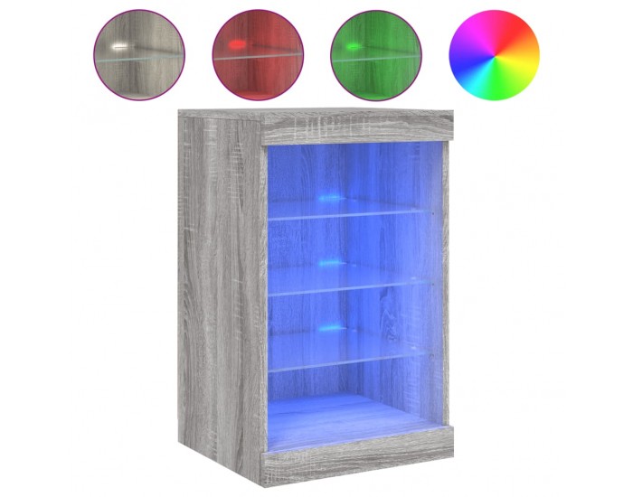 Sonata H Сайдборд с LED светлини, сив сонома, 41x37x67 см