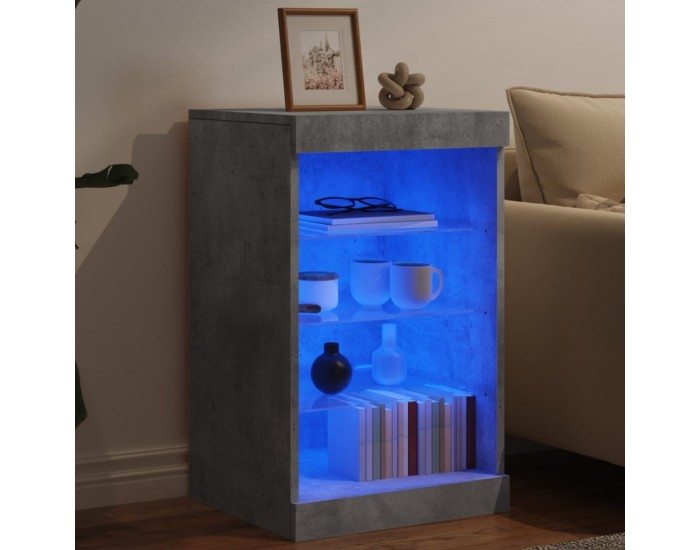 Sonata H Сайдборд с LED светлини, бетонно сив, 41x37x67 см