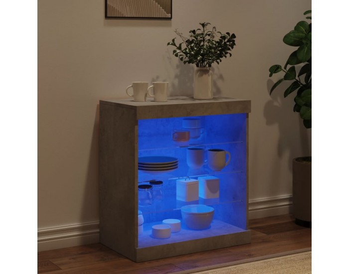 Sonata H Сайдборд с LED светлини, бетонно сив, 60,5x37x67 см