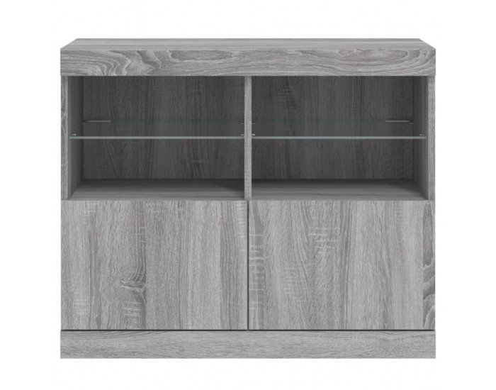 Sonata H Сайдборд с LED светлини, сив сонома, 81x37x67 см