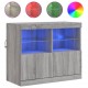 Sonata H Сайдборд с LED светлини, сив сонома, 81x37x67 см