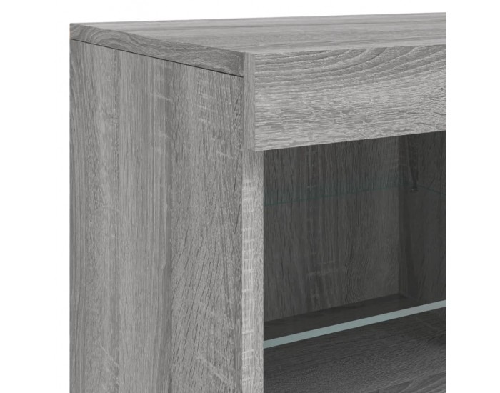 Sonata H Сайдборд с LED светлини, сив сонома, 81x37x67 см