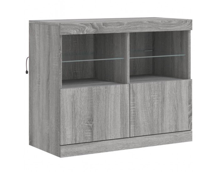 Sonata H Сайдборд с LED светлини, сив сонома, 81x37x67 см