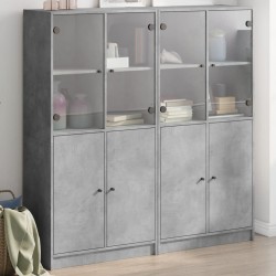 Sonata H Библиотека с врати бетонно сива 136x37x142 см инженерно дърво - Living