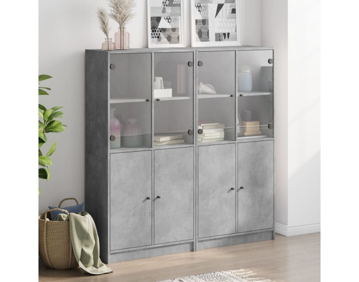 Sonata H Библиотека с врати бетонно сива 136x37x142 см инженерно дърво