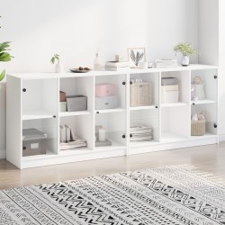 Sonata H Библиотека с врати бяла 204x37x75 см инженерно дърво - Living