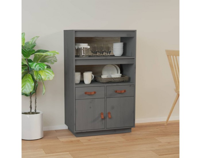 Sonata H Висок шкаф, сив, 67x40x108,5 см, борово дърво масив
