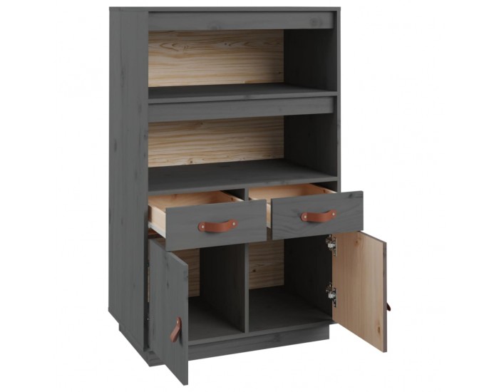 Sonata H Висок шкаф, сив, 67x40x108,5 см, борово дърво масив
