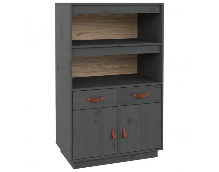 Sonata H Висок шкаф, сив, 67x40x108,5 см, борово дърво масив