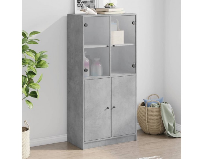 Sonata H Висок шкаф, Бетонно сиво, 68x37x142 см, инженерно дърво