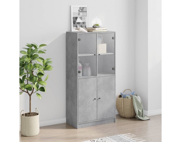 Sonata H Висок шкаф, Бетонно сиво, 68x37x142 см, инженерно дърво