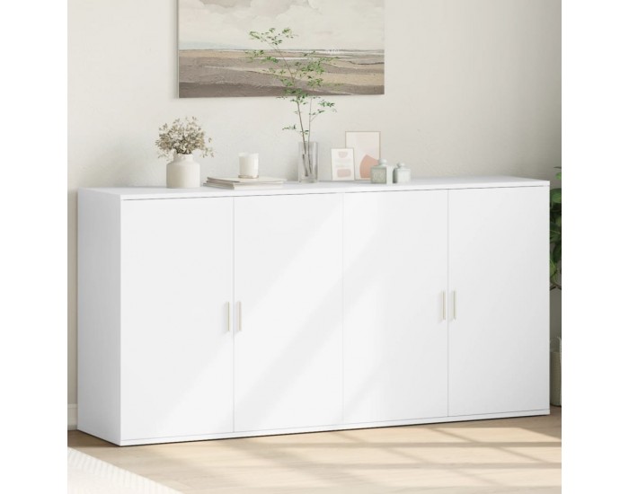 Sonata H Сайдборди, 2 бр, бели, 79x38x80 см, инженерно дърво