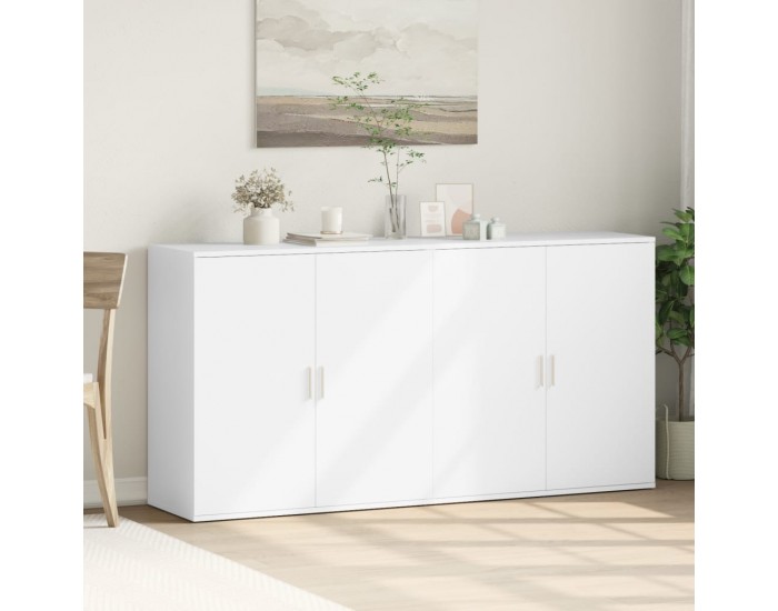 Sonata H Сайдборди, 2 бр, бели, 79x38x80 см, инженерно дърво