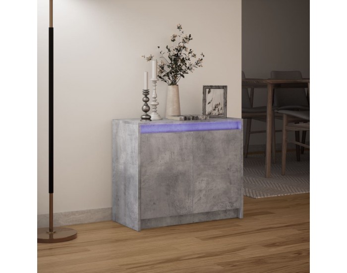 Sonata H Сайдборд с LED, бетонно сив, 72x34x61 см, инженерно дърво