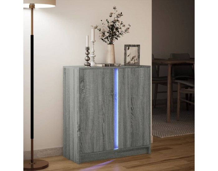 Sonata H Сайдборд с LED, сив сонома, 77x34x85 см, инженерно дърво
