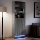 Sonata H Висок шкаф с LED, сив сонома, 69x32,5x200 см, инженерно дърво