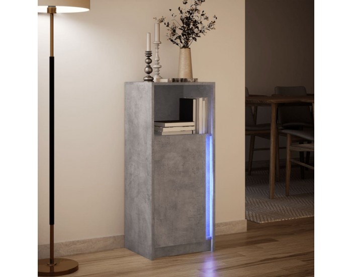 Sonata H Сайдборд с LED, бетонно сив, 42,5x34x100 см, инженерно дърво
