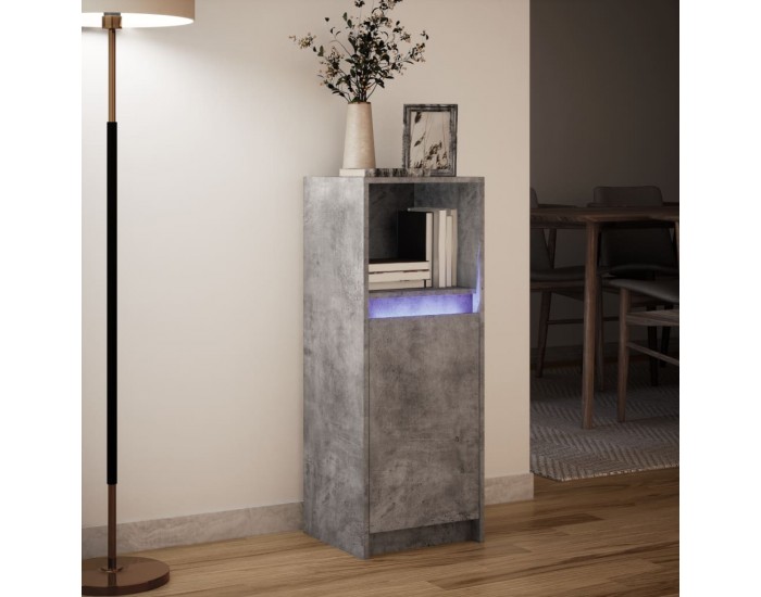 Sonata H Сайдборд с LED, бетонно сив, 38x34x100 см, инженерно дърво