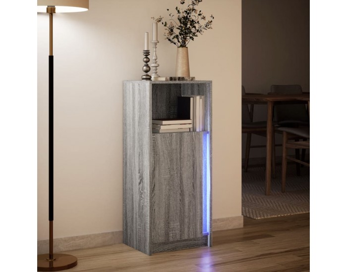Sonata H Сайдборд с LED, сив сонома, 42,5x34x100 см, инженерно дърво