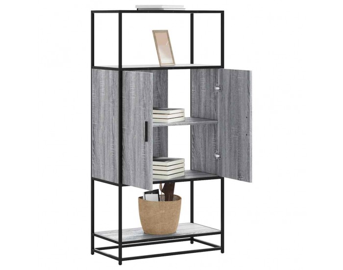 Sonata H Висока дъска Grey Sonoma 68x35x139 cm Обработено дърво и метал