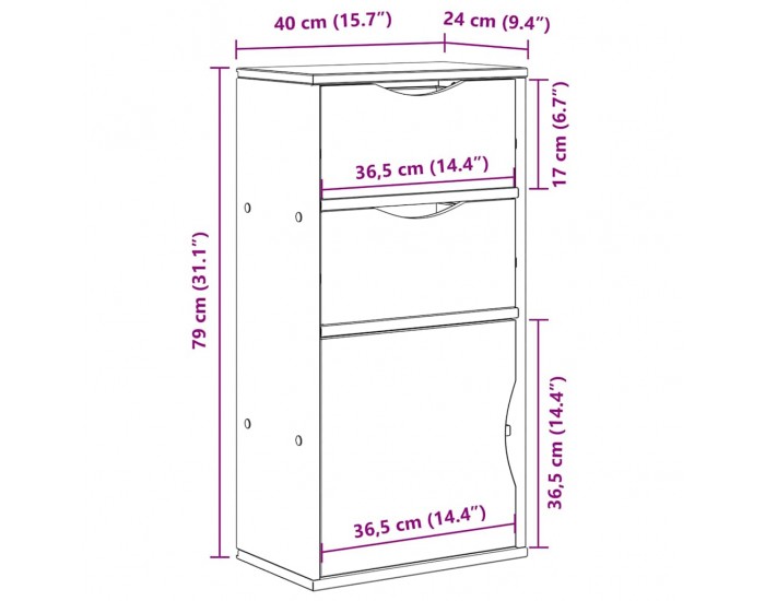 Sonata H Страничен шкаф с чекмеджета ODDA White 40x24x79 cm