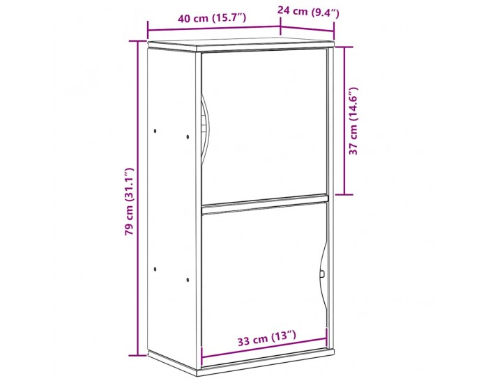 Sonata H Страничен шкаф ODDA 40x24x79 cm масивна дървесина бор