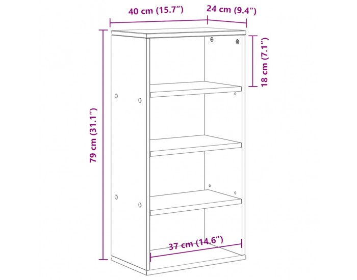 Sonata H Страничен шкаф ODDA 40x24x79 cm масивна дървесина бор