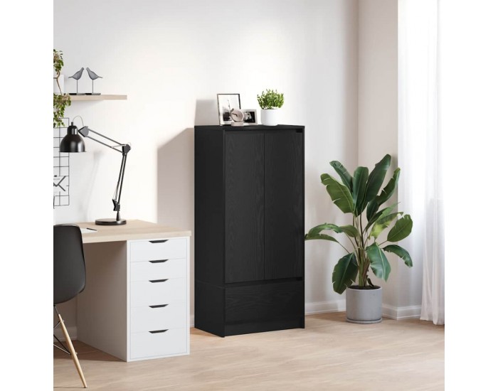 Sonata H Шкаф с чекмеджета, черен дъб 55,5x34x119,5 см, инженерно дърво