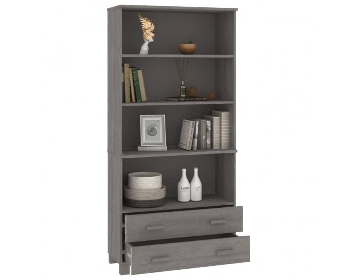 Sonata H Висок шкаф HAMAR, борово дърво масив, светлосив