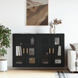 Sonata H Стенни шкафове, 2 бр, черни, инженерно дърво - Corpuri, vitrine, biblioteci modulare