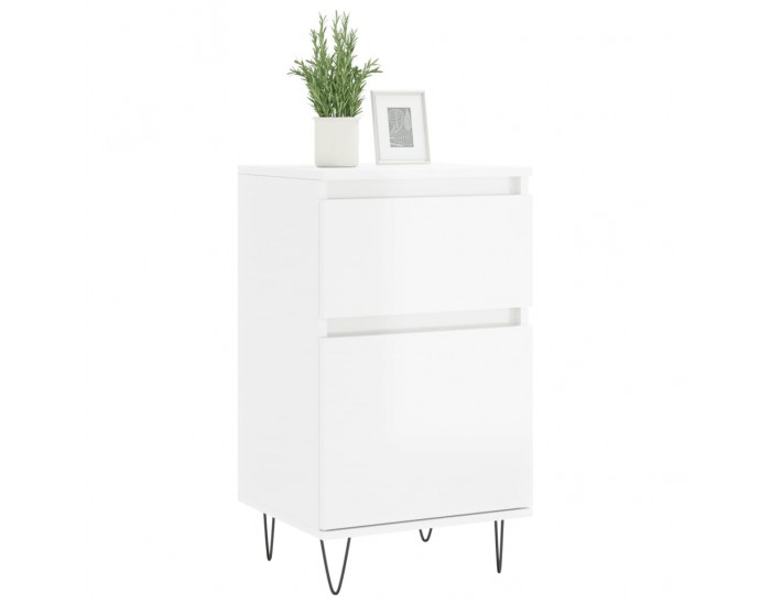 Sonata H Бюфети 2 бр бял гланц 40x35x70 см инженерно дърво