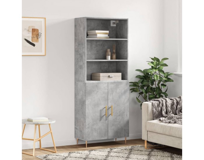 Sonata H Висок шкаф, бетонно сив, 69,5x34x180 см, инженерно дърво