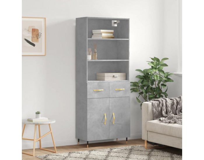 Sonata H Висок шкаф, бетонно сив, 69,5x34x180 см, инженерно дърво