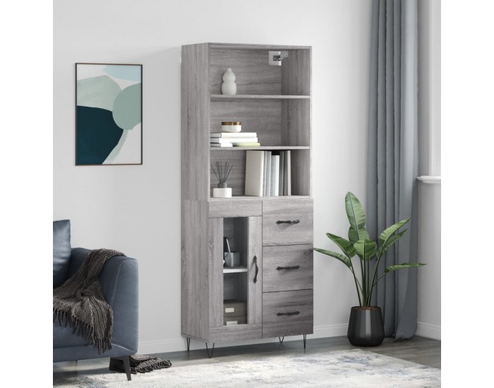 Sonata H Висок шкаф, сив сонома, 69,5x34x180 см, инженерно дърво