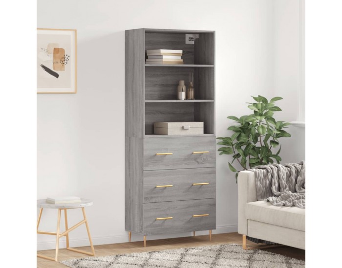 Sonata H Висок шкаф, сив сонома, 69,5x34x180 см, инженерно дърво
