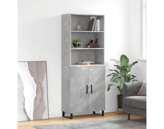 Sonata H Висок шкаф, бетонно сив, 69,5x34x180 см, инженерно дърво