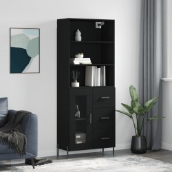 Sonata H Висок шкаф, черен, 69,5x34x180 см, инженерно дърво - Corpuri, vitrine, biblioteci modulare