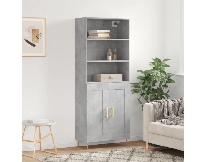 Sonata H Висок шкаф, бетонно сив, 69,5x34x180 см, инженерно дърво