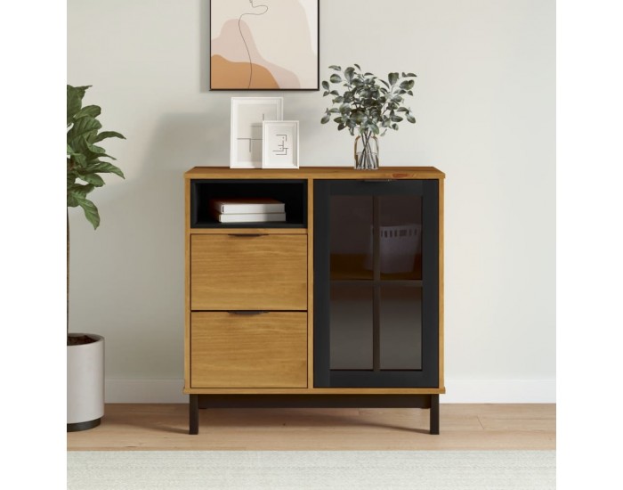 Sonata H Бюфет със стъклени вратички FLAM 80x40x80 см бор масив