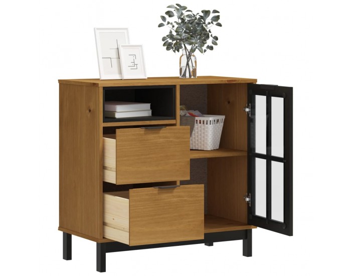 Sonata H Бюфет със стъклени вратички FLAM 80x40x80 см бор масив