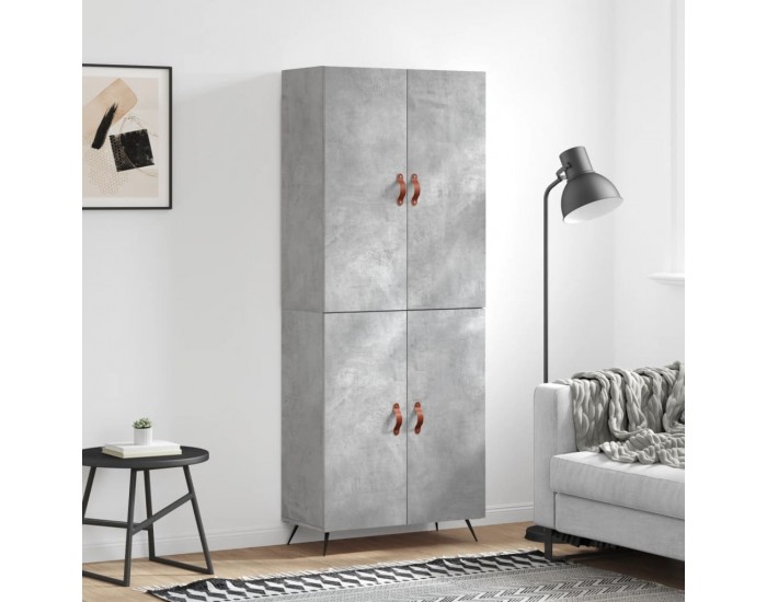 Sonata H Висок шкаф, бетонно сив, 69,5x34x180 см, инженерно дърво