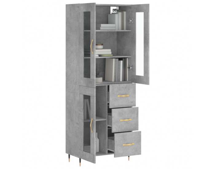 Sonata Dulap înalt, gri beton, 69,5x34x180, lemn compozit