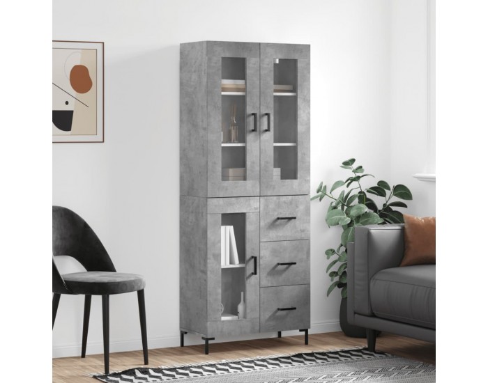 Sonata H Висок шкаф, бетонно сив, 69,5x34x180 см, инженерно дърво