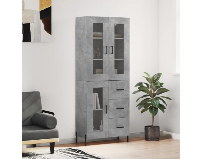 Sonata H Висок шкаф, бетонно сив, 69,5x34x180 см, инженерно дърво
