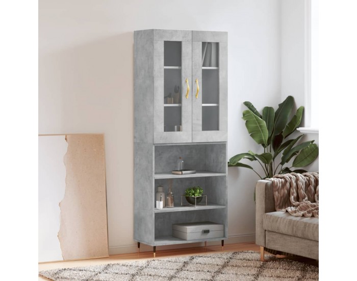 Sonata H Висок шкаф, бетонно сив, 69,5x34x180 см, инженерно дърво