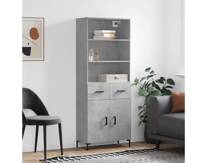 Sonata H Висок шкаф, бетонно сив, 69,5x34x180 см, инженерно дърво