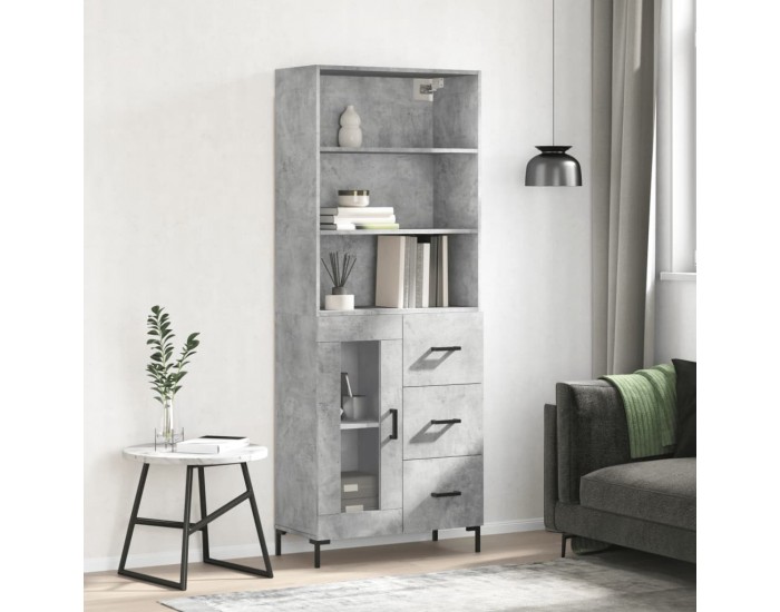 Sonata H Висок шкаф, бетонно сив, 69,5x34x180 см, инженерно дърво
