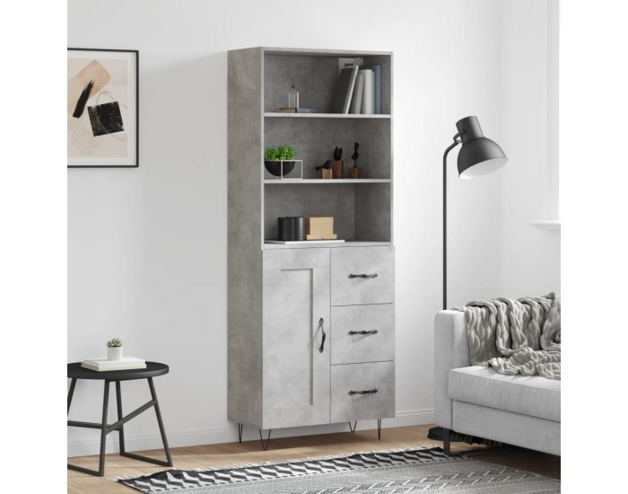 Sonata H Висок шкаф, бетонно сив, 69,5x34x180 см, инженерно дърво