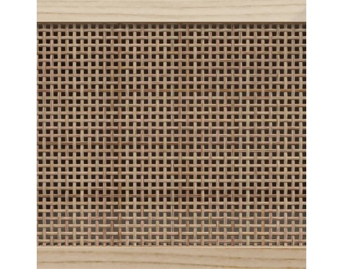 Sonata H Сайдборд, черен, 60x30x70 см, бор масив и естествен ратан