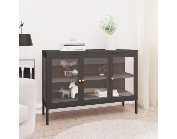 Sonata H Бюфет, антрацит, 105x35x70 см, стомана и стъкло